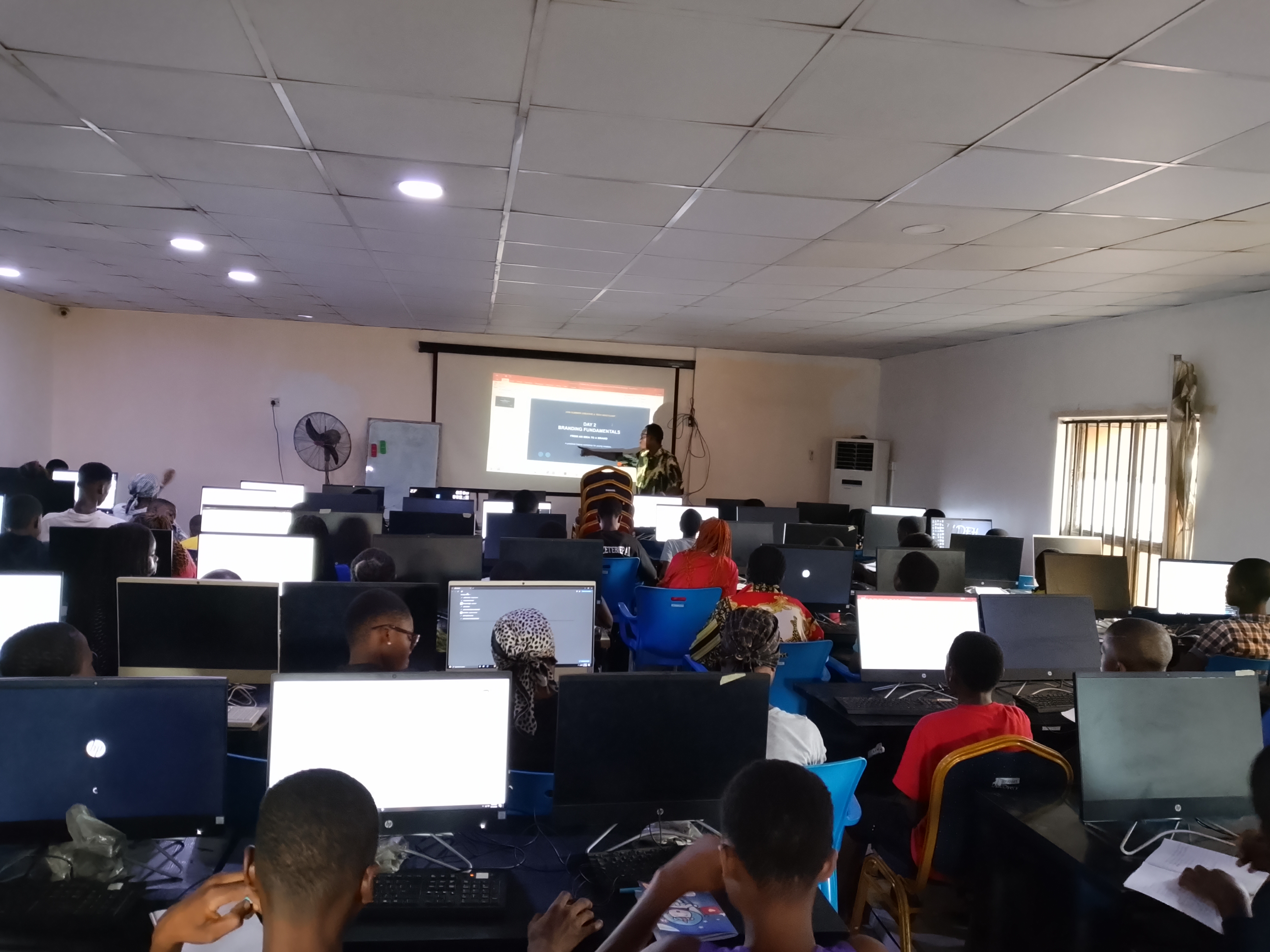 Students learning AI video generation in cohort